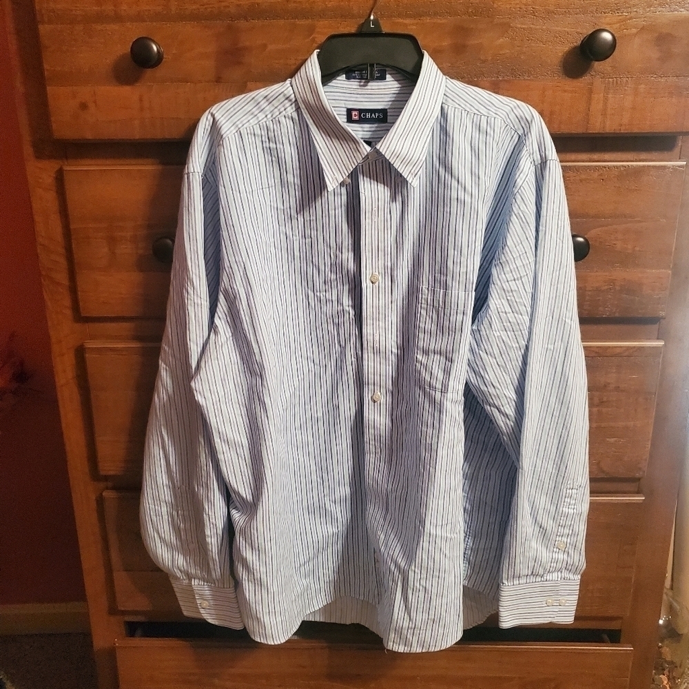 Chaps Mens Long Sleeve Button Down Shirt. Size XXL. Striped